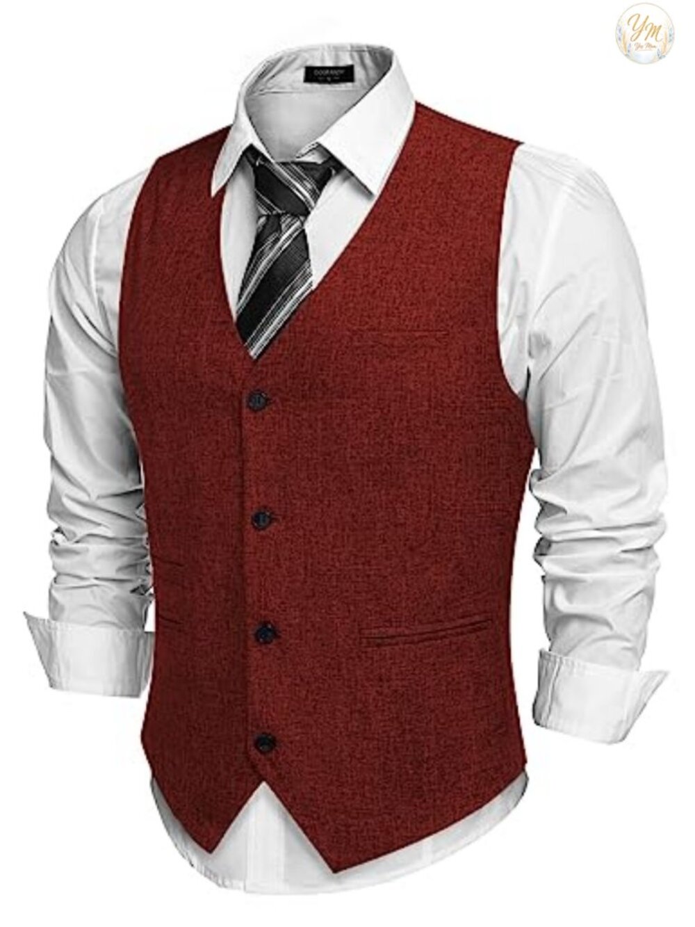 Mens Slim Fit Suit Vest Lightweight Waistcoat Business Casual 4 Button